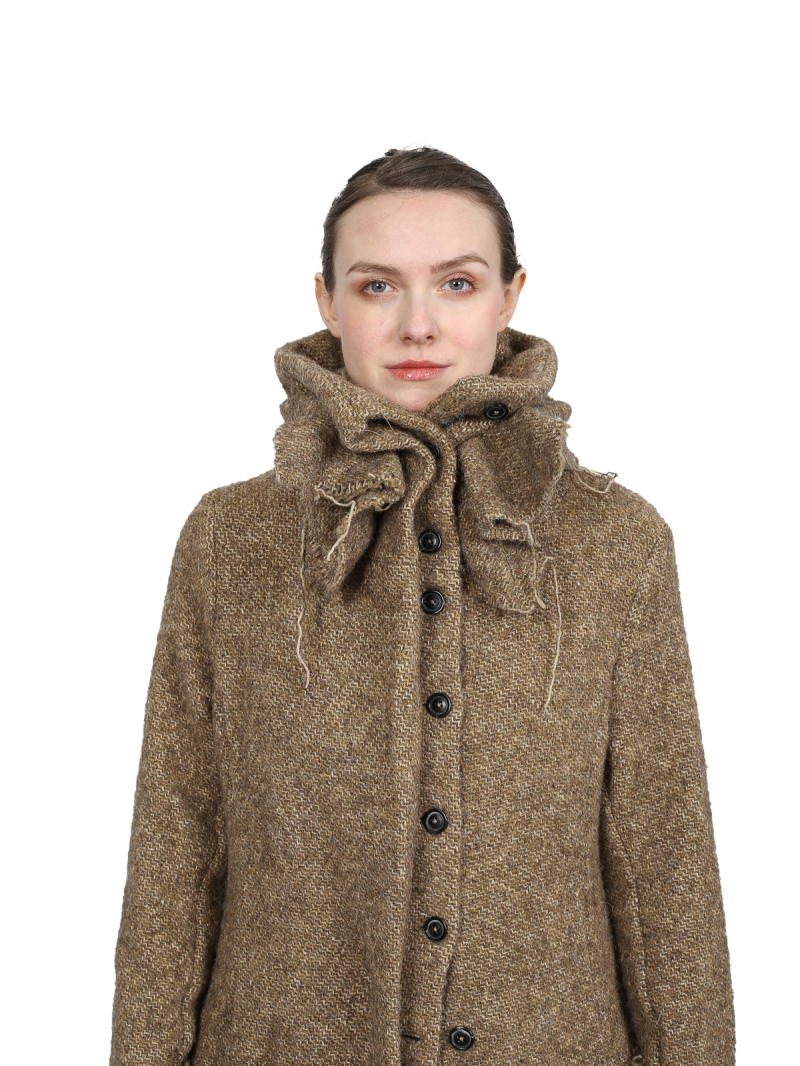 Rundholz - gerader schmaler Grobstrick-Mantel - Camel Melange - 2241251201