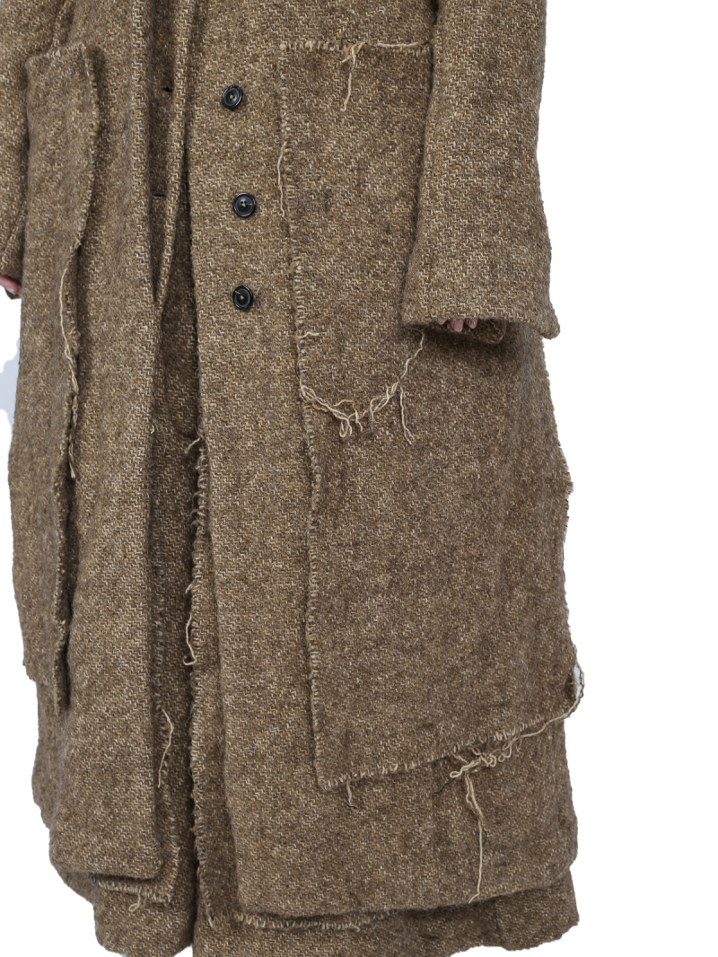 Rundholz - gerader schmaler Grobstrick-Mantel - Camel Melange - 2241251201