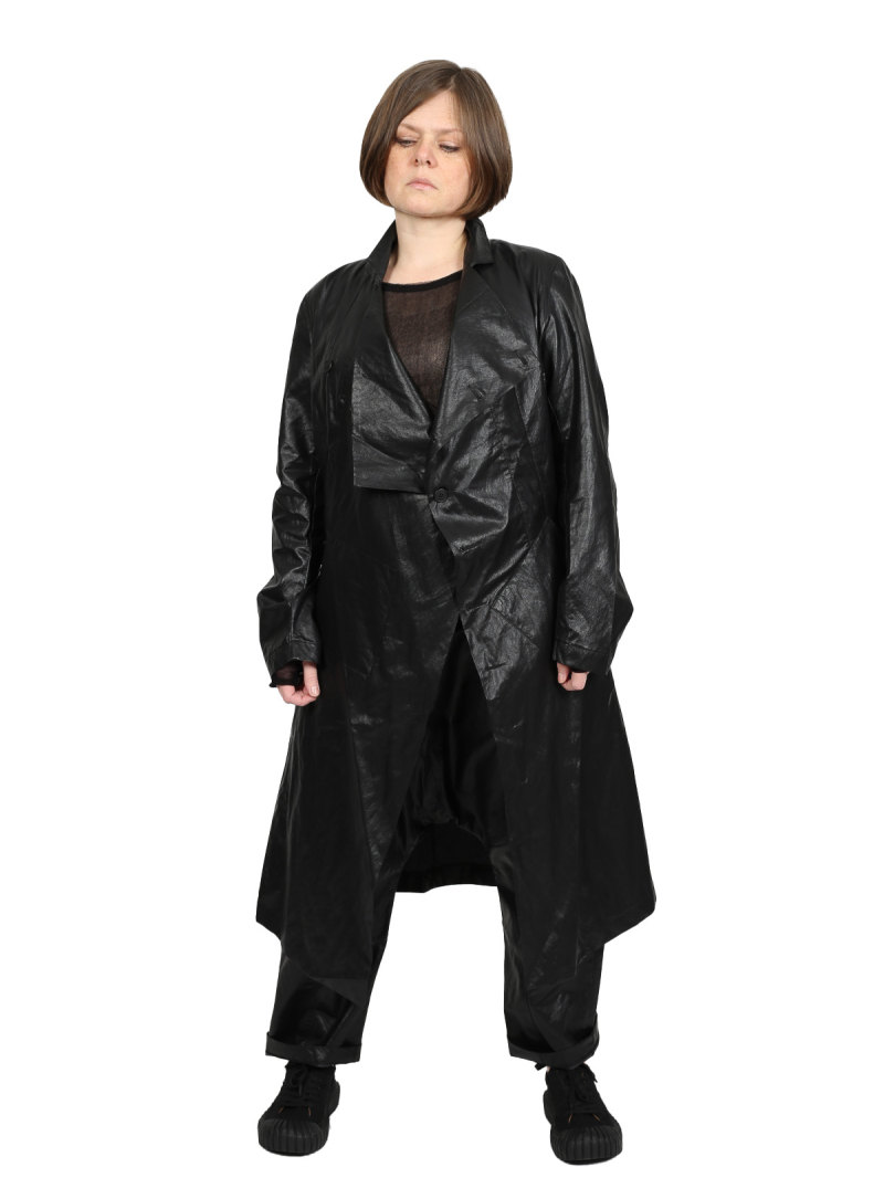 Pal Offner - Mantel - Draped Coat_Coated Viscose - Black - 2501-090301-470002