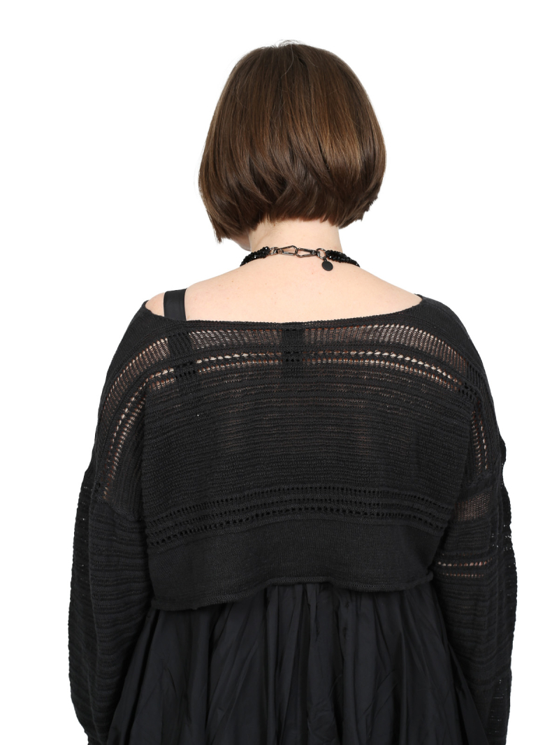 Pal Offner - Pullover - Disarranged Cropped Pullover_Linen Cotton - Black - 2501-040202-320015