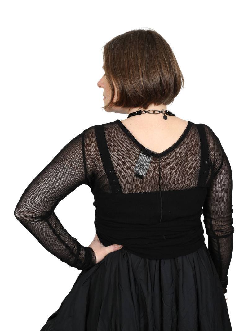 Pal Offner - Longsleeve - Sheer Wrap Longsleeve_Organic Cotton Mesh - Black - 2501-030102-330001