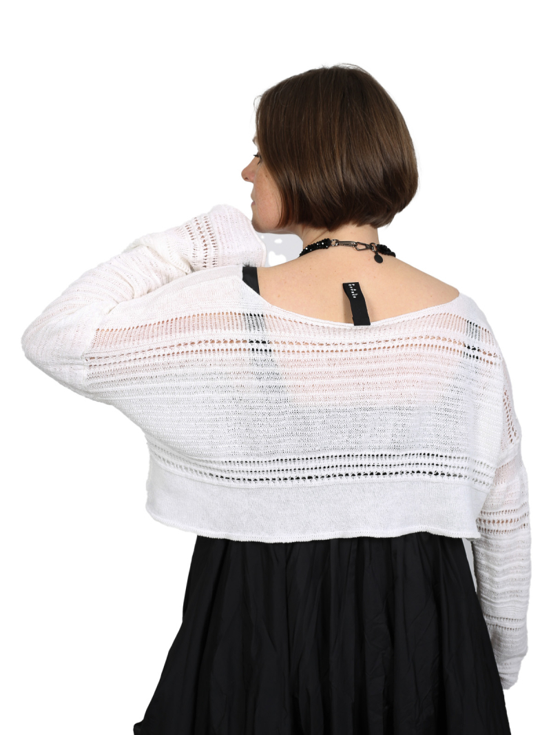 Pal Offner - Pullover - Disarranged Cropped Pullover_Linen Cotton - White - 2501-040202-320015