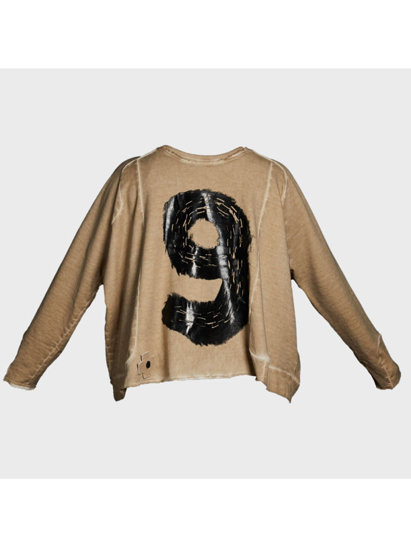 Pluslavie (Plü) - Oversized Cropped Print-Sweater - 2138