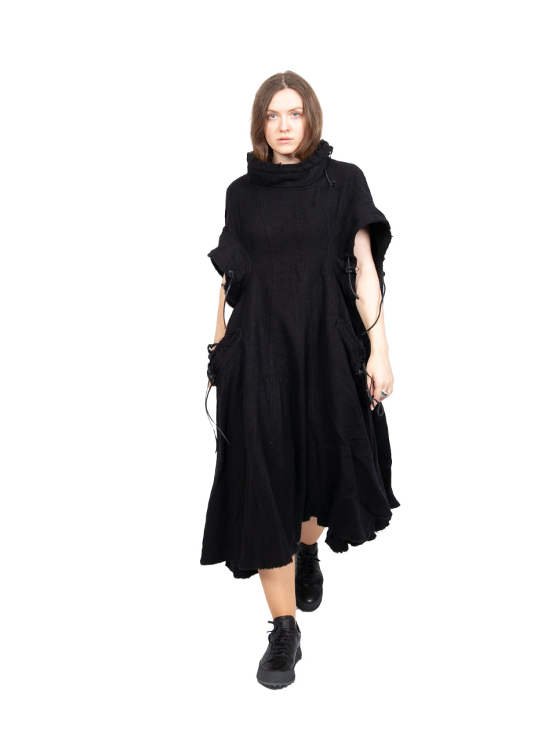 Rundholz DIP - Flared dress with eyelet pockets Virgin wool Black - 2242210910