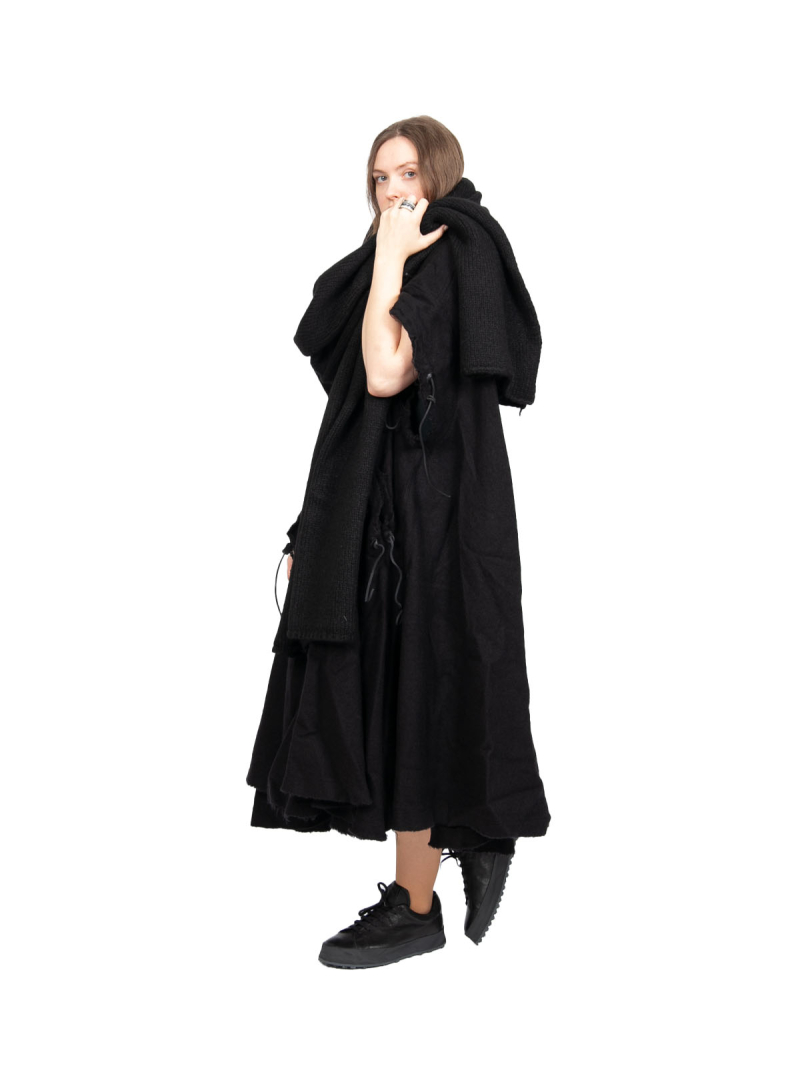 Rundholz DIP - Flared dress with eyelet pockets Virgin wool Black - 2242210910