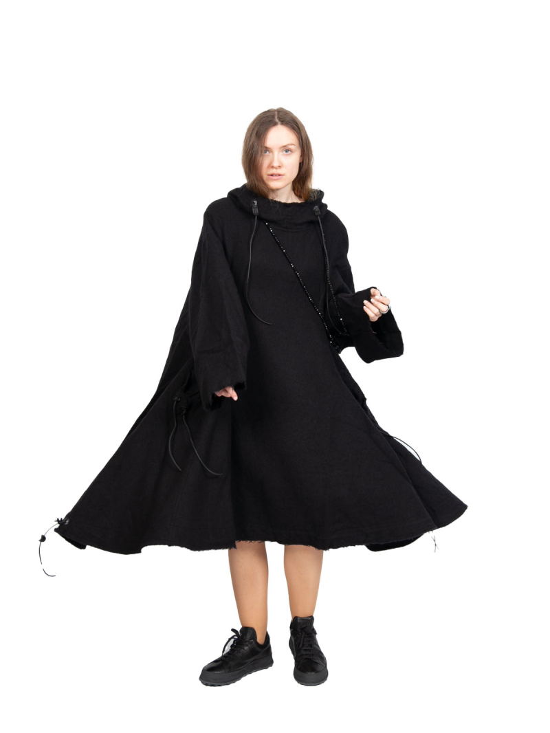 Rundholz DIP - Пальто-платье с капюшоном из виргинской шерсти Черный - 2242211203