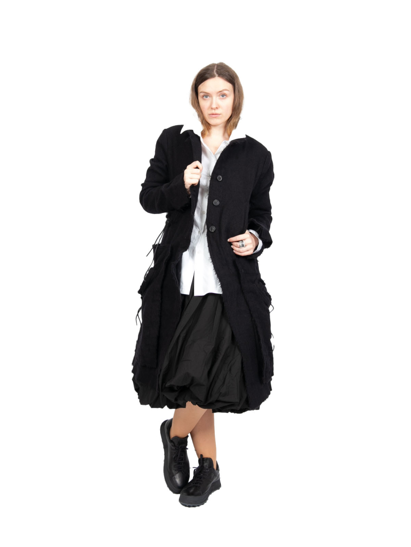 Rudholz DIP - Пальто-халат с карманами с люверсами из виргинской шерсти Черный - 2242211206