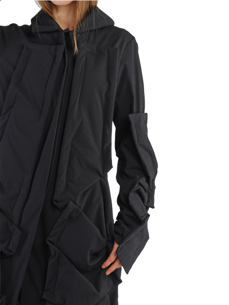 Rundholz - Double-layer stretch coat front and sleeves with graphic darts Black - 2241161215