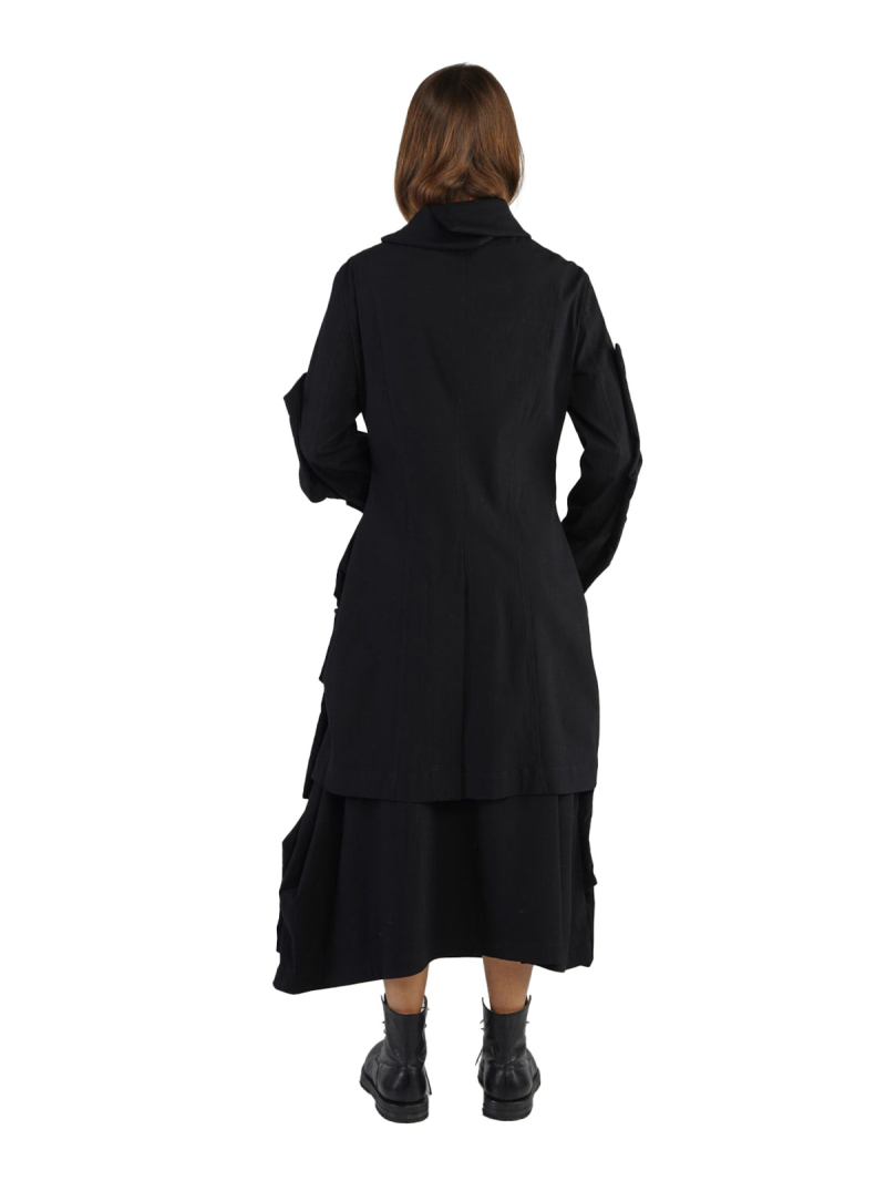 Rundholz - Double-layer stretch coat front and sleeves with graphic darts Black - 2241161215