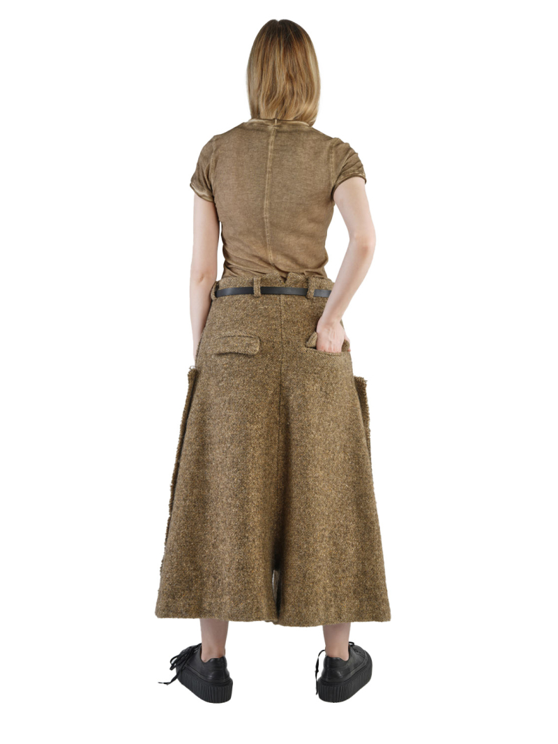 Rundholz - Weite Hose 7/8 Länge mit tiefem Schritt Wollstoff Black Melange - 2241250102