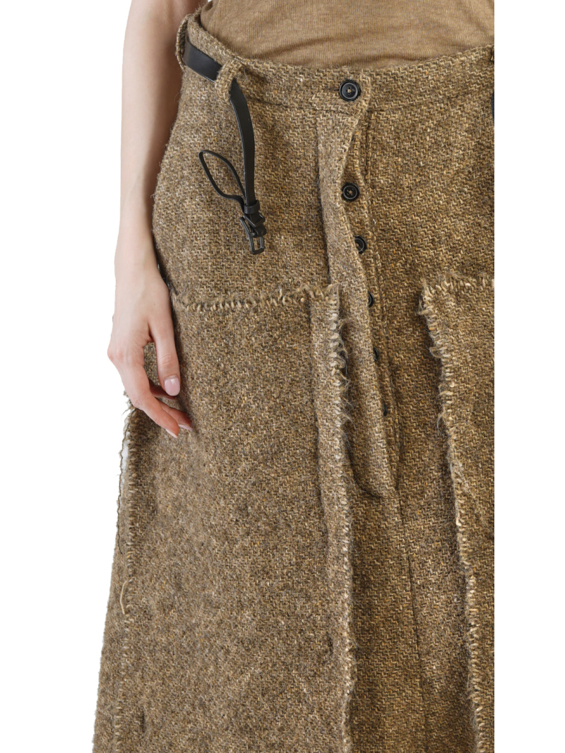 Rundholz - Weite Hose 7/8 Länge mit tiefem Schritt Wollstoff Black Melange - 2241250102