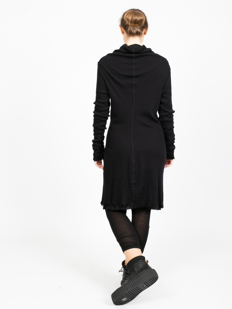 Rundholz - Shirt turtleneck double layer jersey wool destroyed look Black Melange - 2241180503