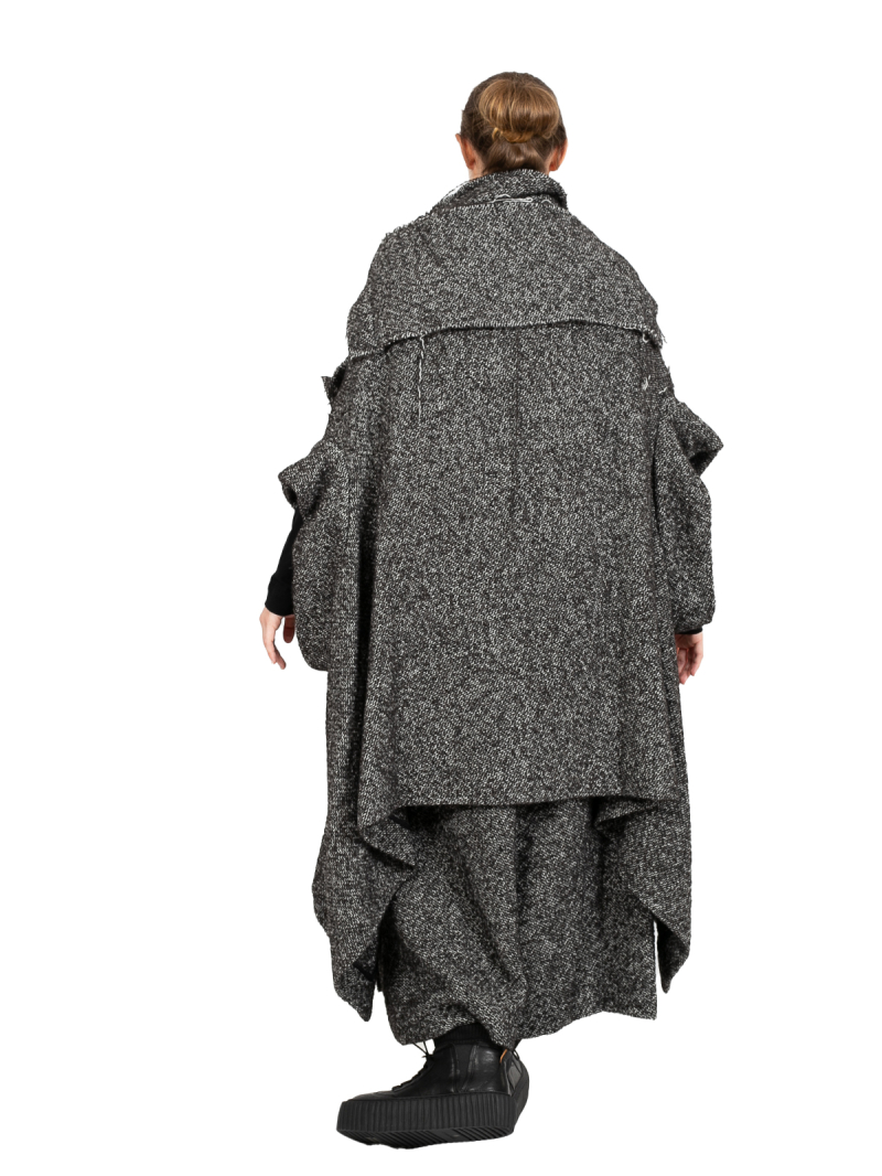 Rundholz - Большой жилет-накидка с аппликациями из шерстяной ткани Черный меланж - 2241253910
