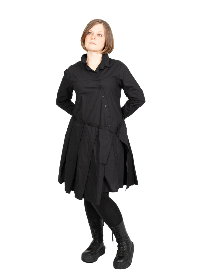 Rundholz Black Label - Shirt dress with pleats Poplin Black - 2243320911