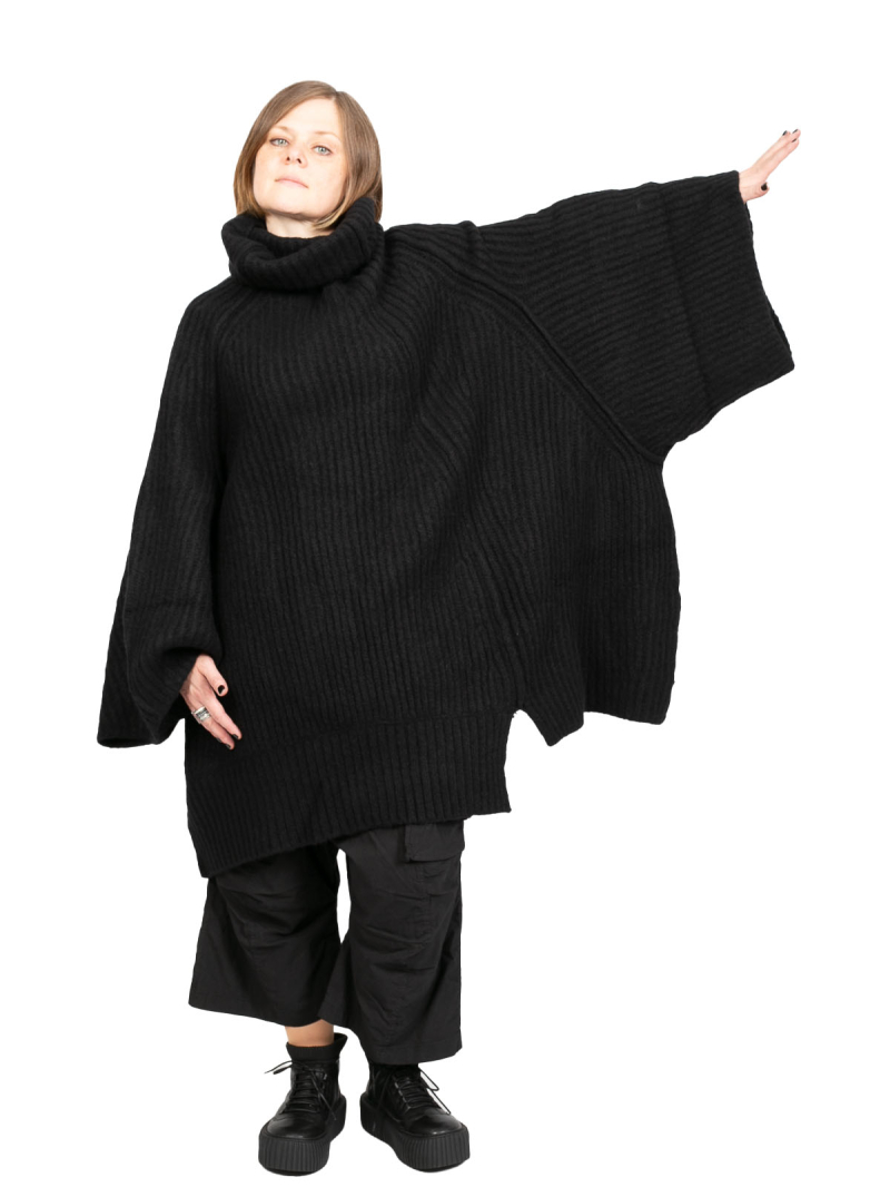 Rundholz DIP - Джемпер-водолазка толстой вязки с широкими рукавами из шерсти oversize черный Черный меланж - 2242447002