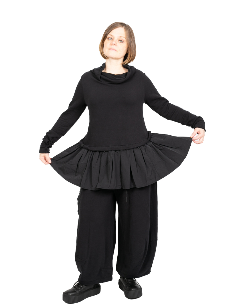 Rundholz Black Label - Sweaterbluse mit Stehkragen und Techno Volant Black - 2243510522