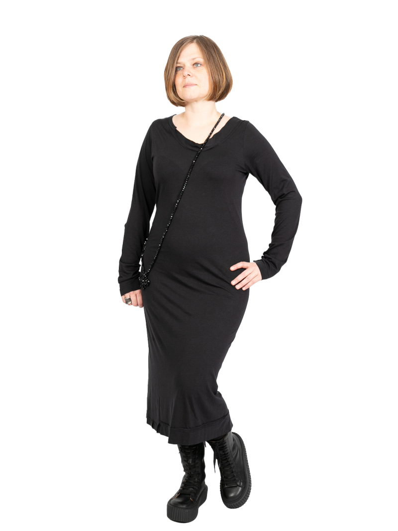 Rundholz Black Label - SchlauchKleid mit Applikationen am Saum Cotton Jersey Black - 2243260908