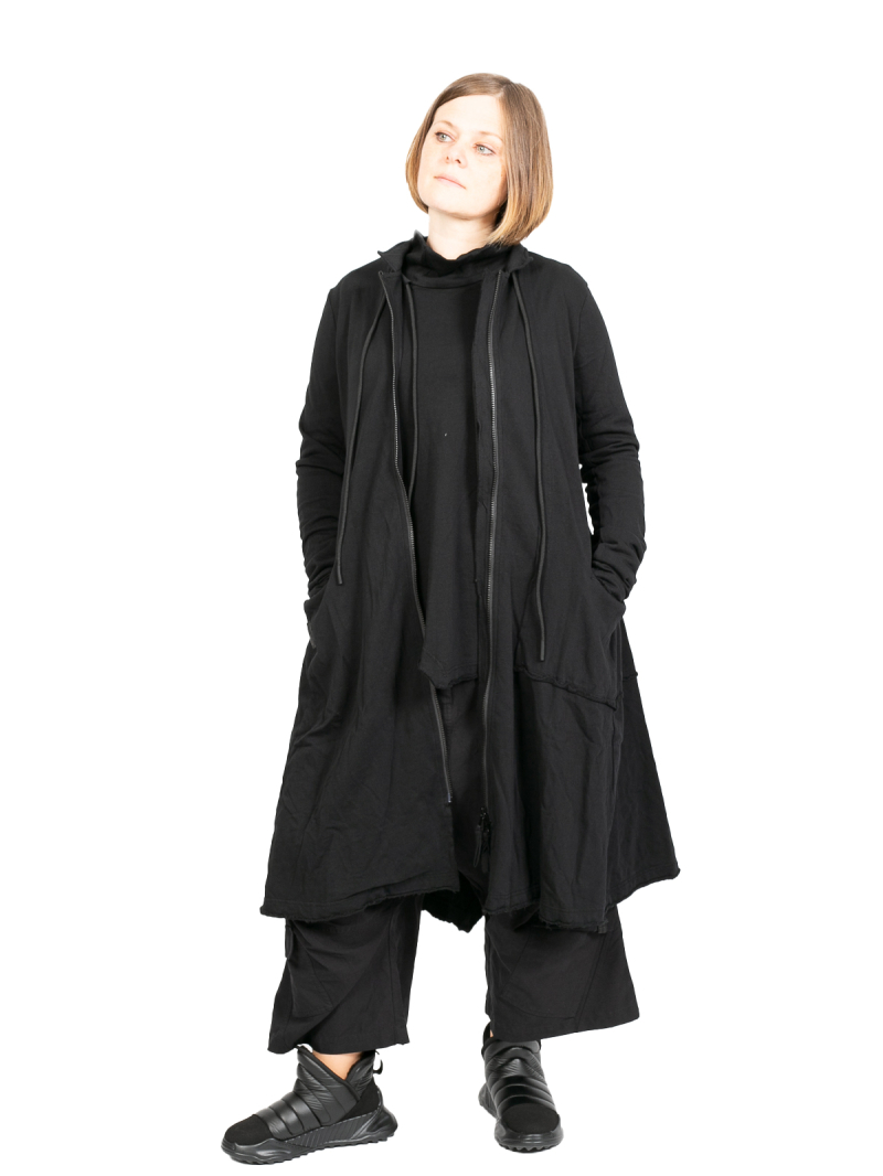 Rundholz Black Label - Приталенное пальто с воротником-стойкой черное - 2243291228