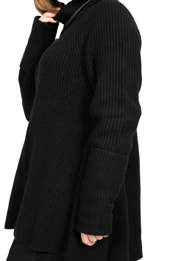 Rundholz - Pullover mit Rollkragen und A-Linie Patentmuster Wolle Black - 2241370704