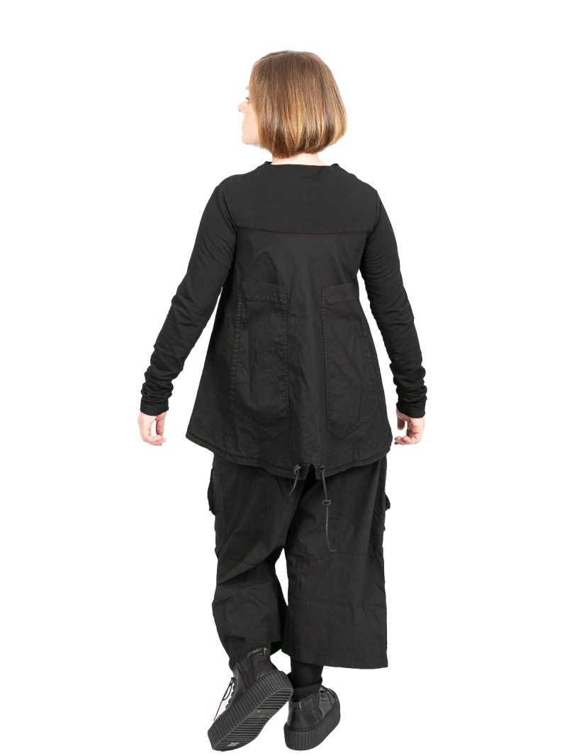 Rundholz - Sweater mit großen Taschen hinten Cotton Stoff Mix Black - 2241280503