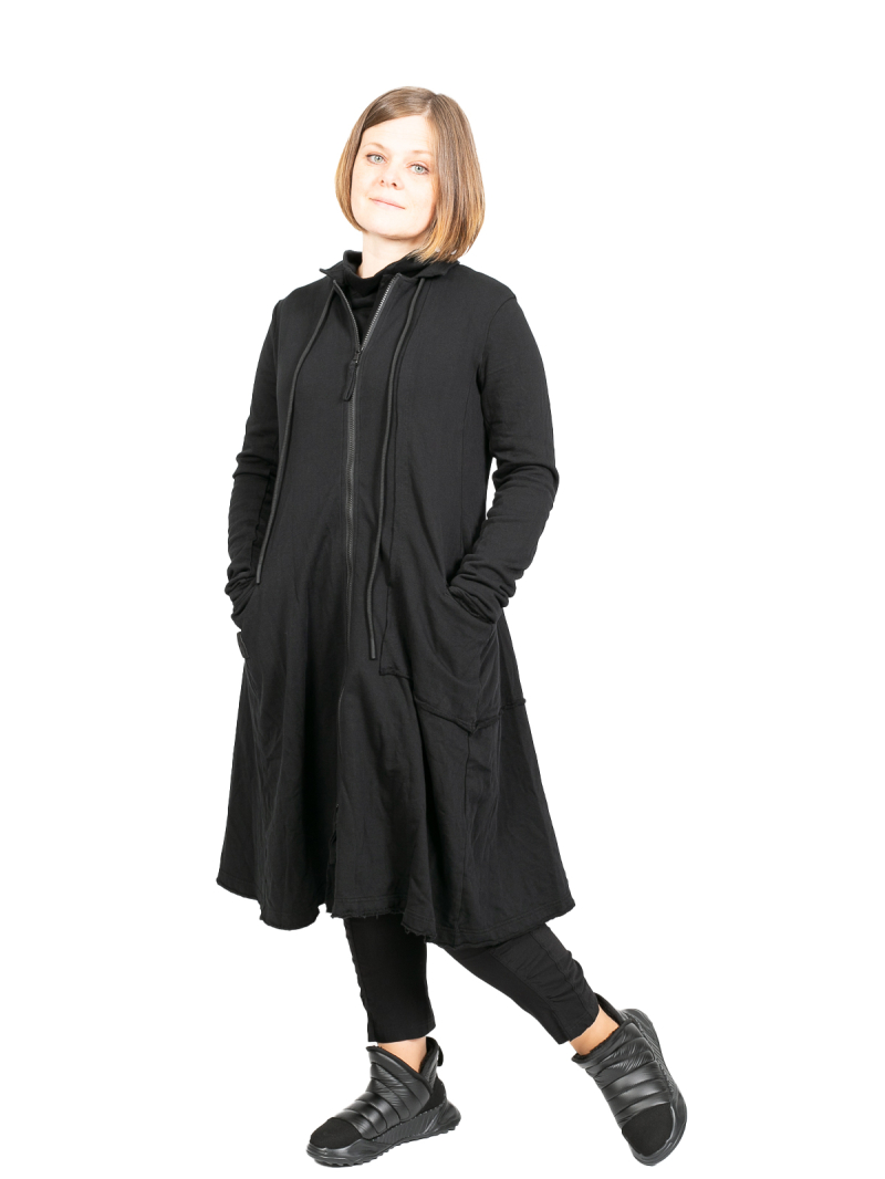 Rundholz Black Label - Приталенное пальто с воротником-стойкой черное - 2243291228