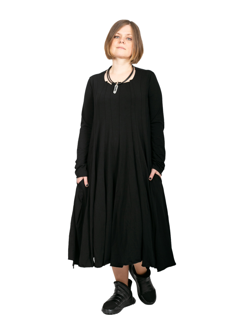 Rundholz Black Label - Dress with decorative seams and offset hems black - 2243470904