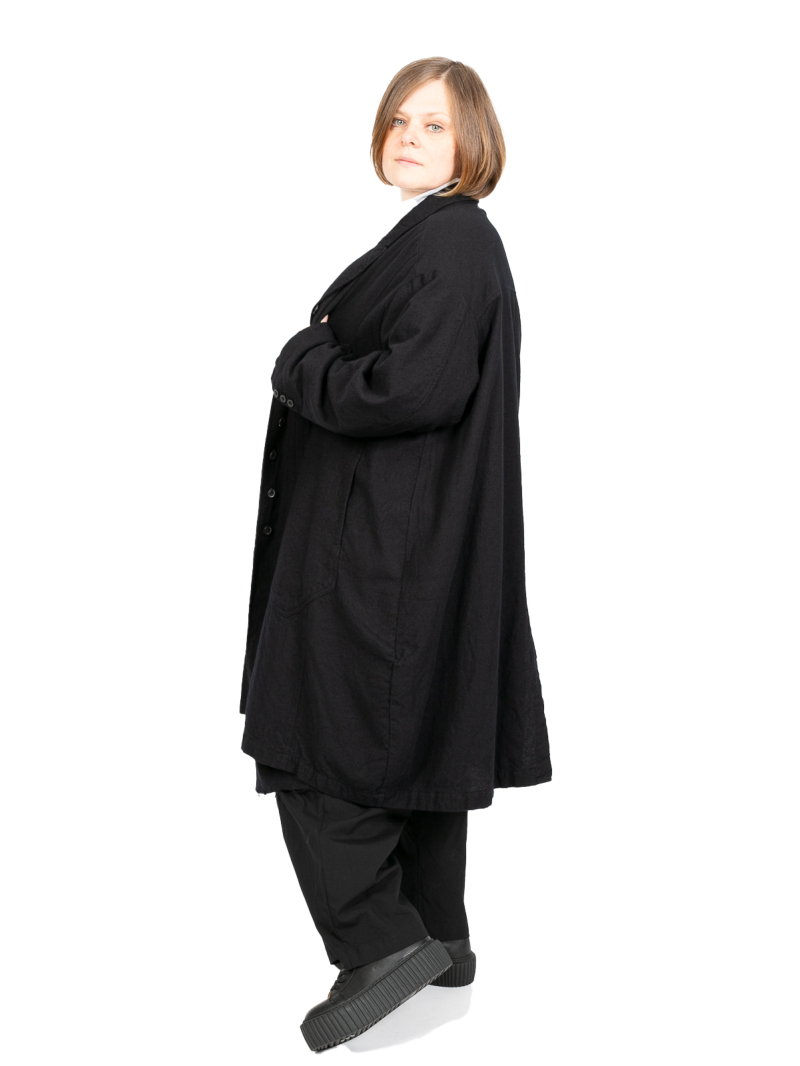 Rundholz - Пальто с накладными карманами из войлочной шерстяной ткани oversize черное - 2241011207