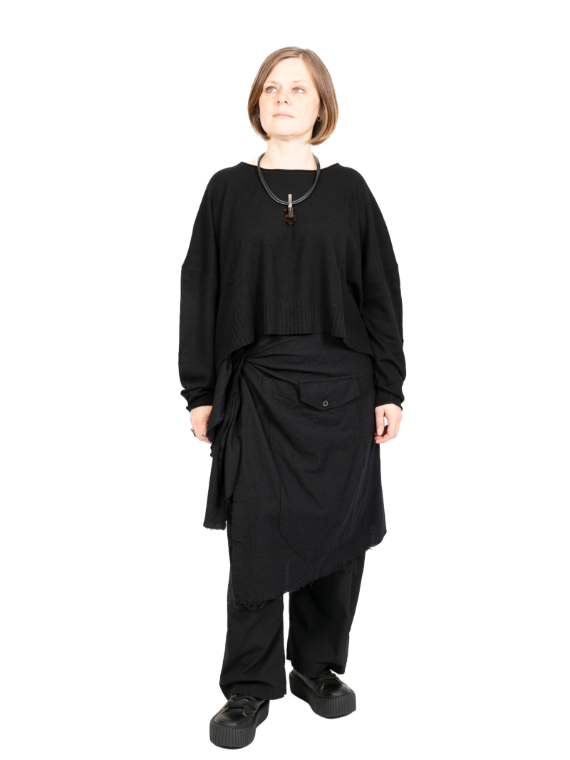 Rundholz Black Label - Pull en laine mélangée avec large ourlet en côte oversize black - 2243450709