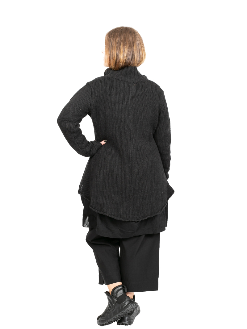 Rundholz Black Label - Fitted cardigan with pockets in rib black - 2243627104