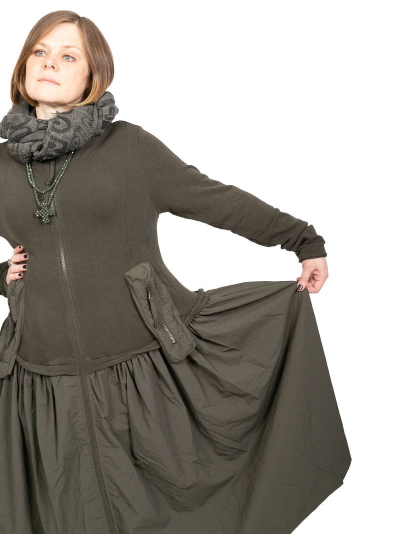 Rundholz Black Label - Sweater dress with ruched techno skirt Jungle - 2243510924