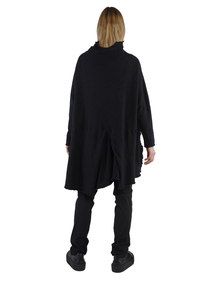 Rundholz - Вязаная туника с воланом и складками из вареной шерсти оверсайз Черный - 2241687011