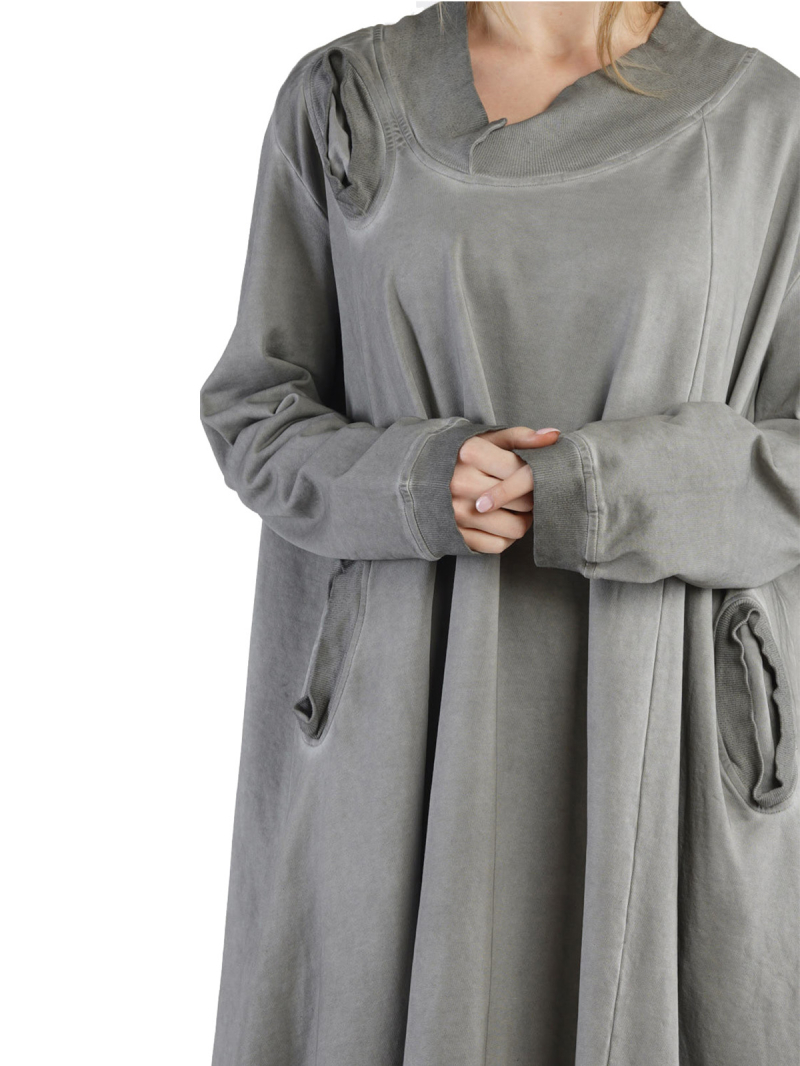 Rundholz DIP - Sweater dress with eye pockets and cuffs in ribbed cotton oversize black - 2242270909