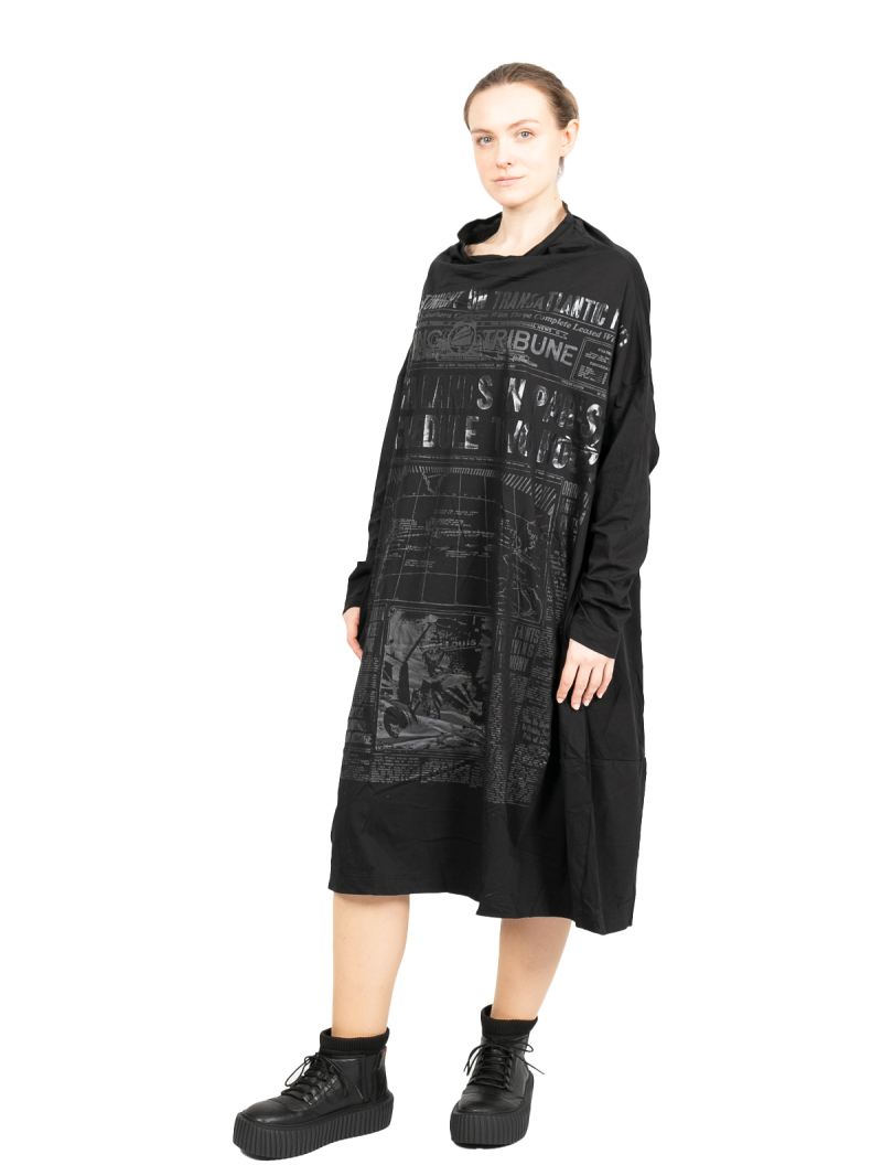 Rundholz DIP - ShirtKleid in Ballonform mit Ton-in-Ton Print Oversize Black Print - 2242300908