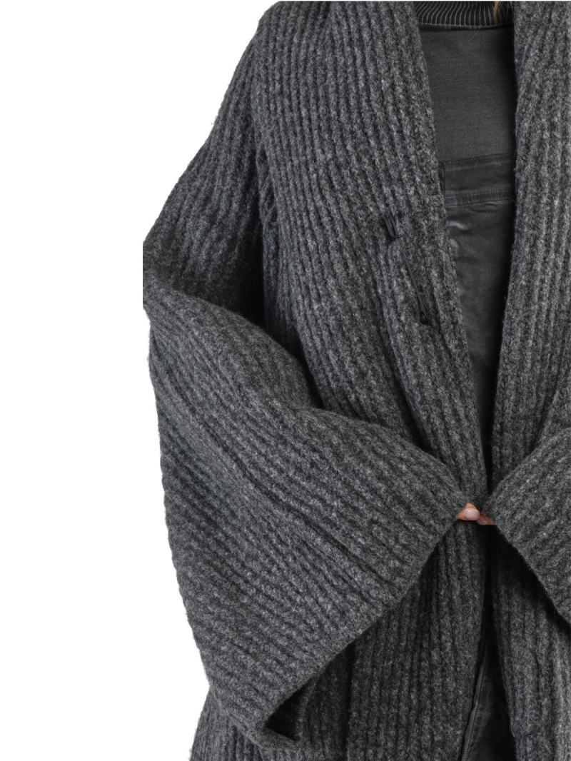 Rundholz DIP - Кардиган крупной вязки с шалевым воротником и широкими рукавами из шерсти oversize черный Черный меланж - 2242447103