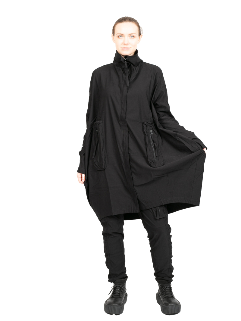 Rundholz Black Label - Mantel mit Koffertaschen und Stehkragen Super Stretch Oversize Black - 2243221207