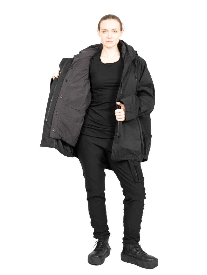 Rundholz Black Label - Schmale Hose mit Raffungen am Unterbein Super Stretch Black - 2243220102