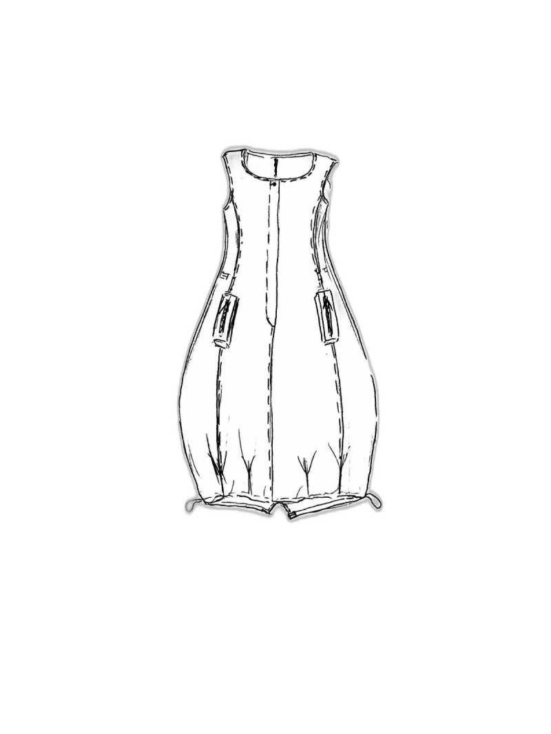 Rundholz Black Label - Ballonförmiges techno-baumwoll-kleid mit kellerfalten am saum - 2243230907