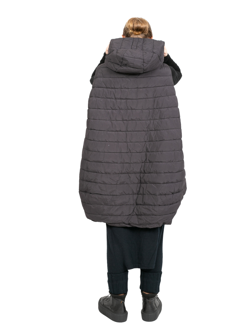 Rundholz Black Label - Coat Parka with hood and integrated patterned vest padded Black - 2243231202