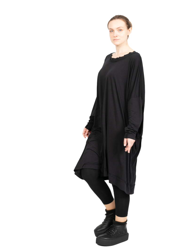 Rundholz Black Label - ShirtKleid mit Applikationen am Saum Cotton Jersey Oversize Black - 2243260903