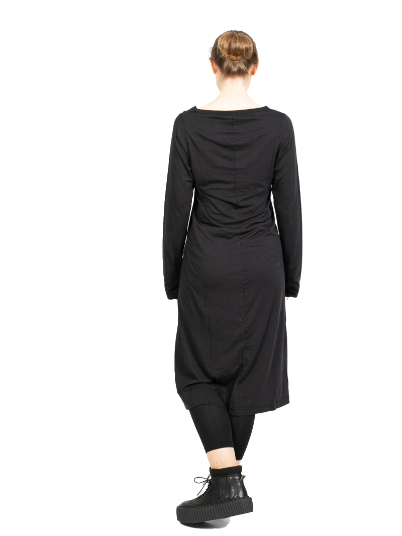 Rundholz Black Label - SchlauchKleid mit Applikationen am Saum Cotton Jersey Black - 2243260908