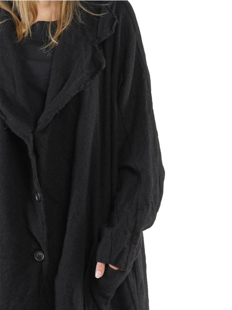 Rundholz Black Label - Manteau long à grand col revers feutré en laine Oversize Black - 2243281204