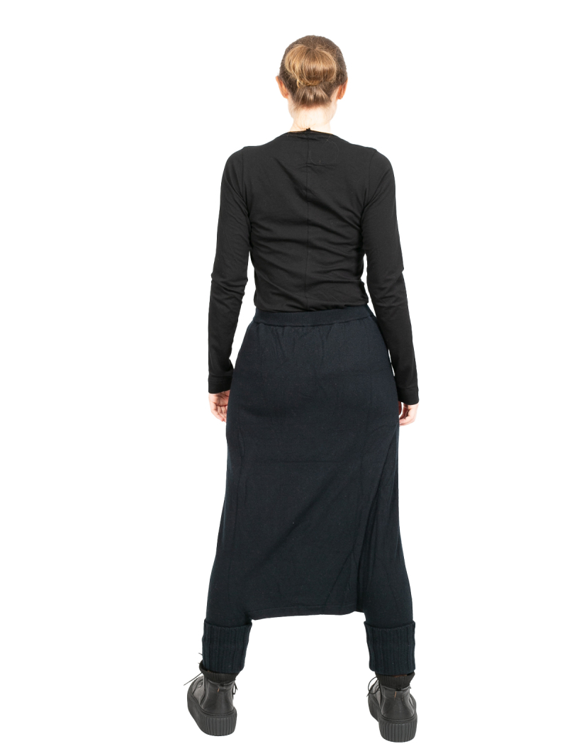 Rundholz - Merino knit pants with skirt Element Black - 2241447604