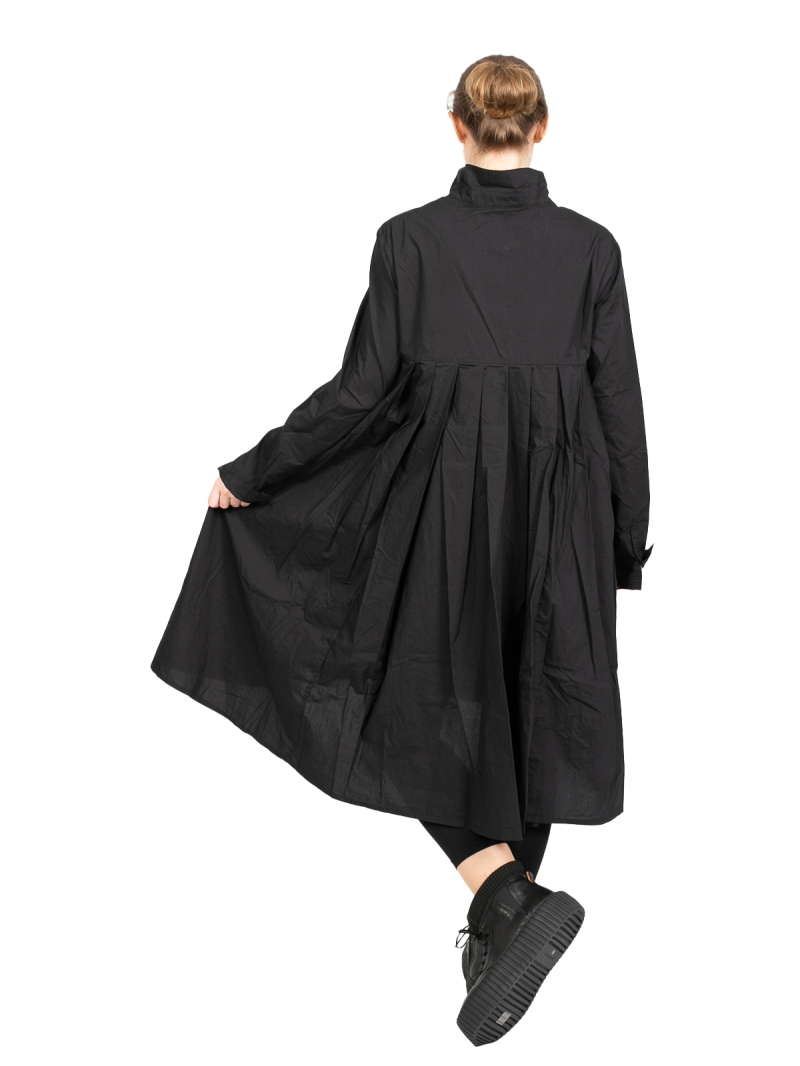 Rundholz Black Label - Dress ruched at the back with breast pocket Poplin Black - 2243320912