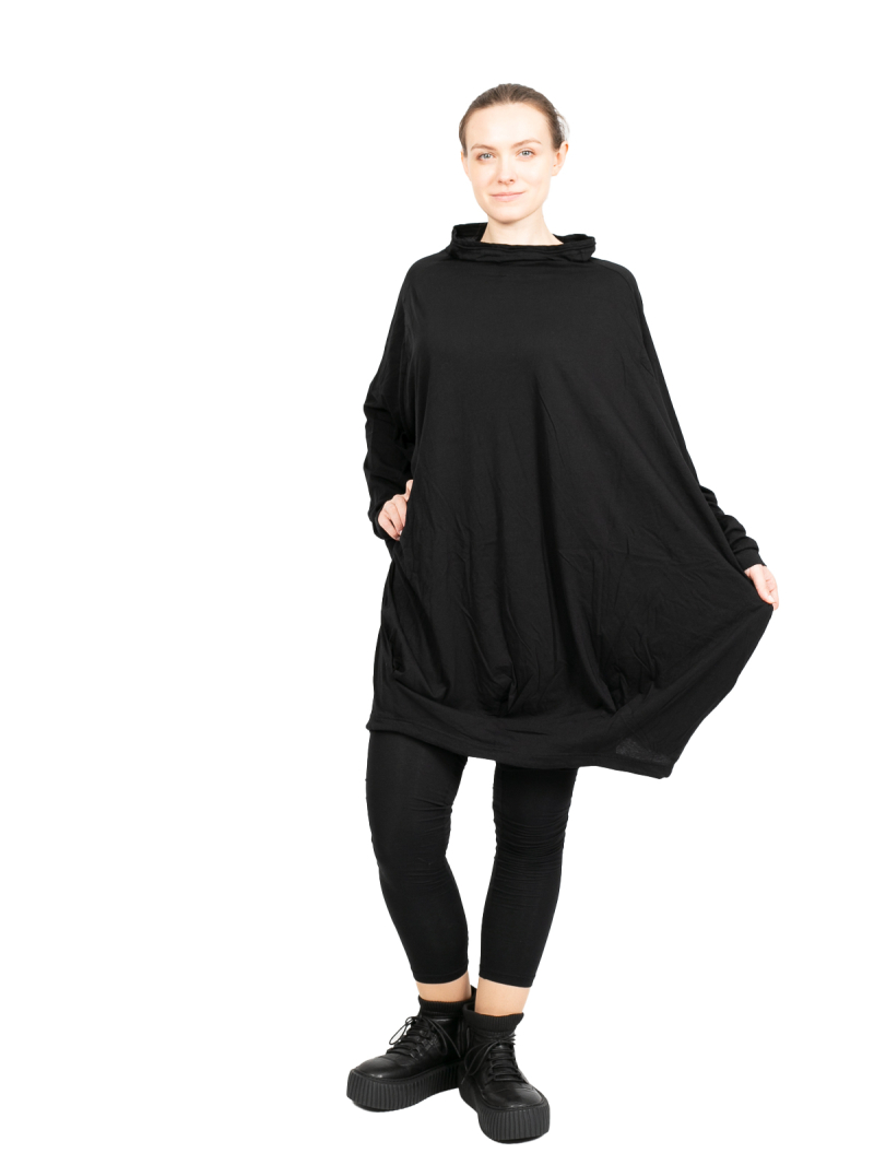 Rundholz Black Label - Shirt dress in balloon shape with pleats at the hem Oversize Black - 2243370928