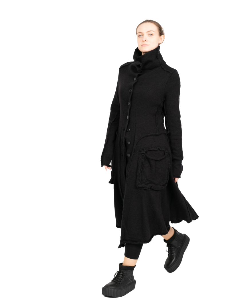 Rundholz Black Label - Вязаное пальто с карманами-портфелями из вареной шерсти Черный - 2243897208