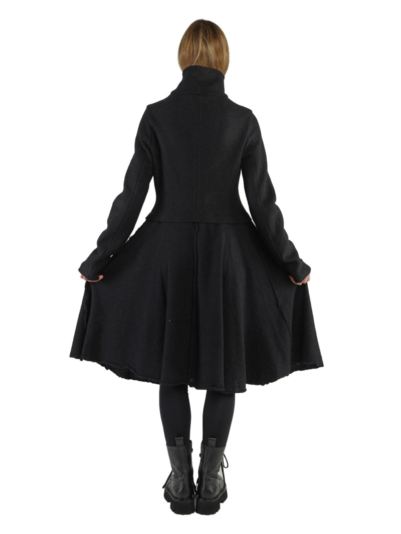 Rundholz Black Label - Mantel tailliert mit Koffertaschen gekochte Wolle + Filz Black - 2243881203
