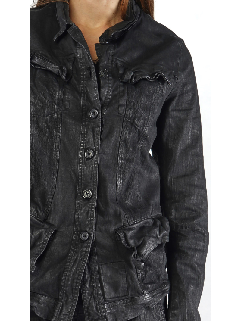 Rundholz - Hüftlange Denim Jacke mit Hemdblusenkragen - 2251031105