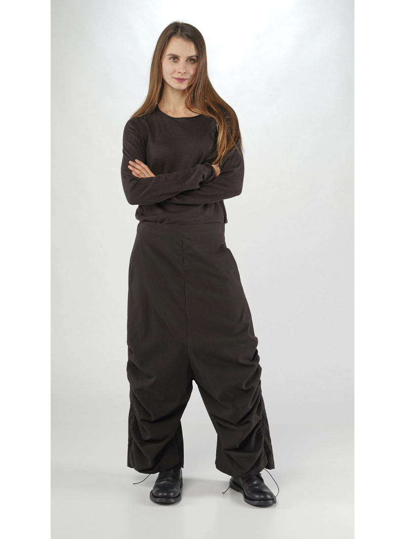 Rundholz - Loose Viscose Wool Trousers With Gathering at Seam - 2251210101