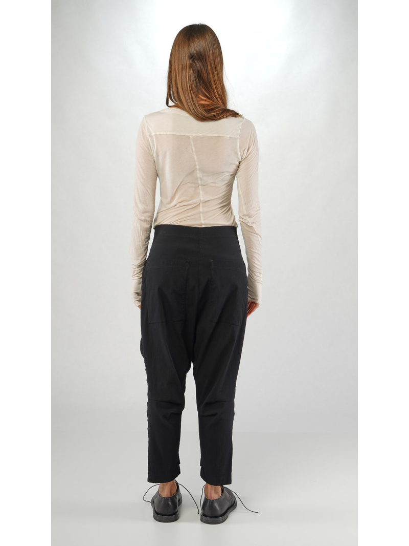 Rundholz - Baggy Viskose Woll Hose mit Raffung an Teilungsnaht - 2251210109