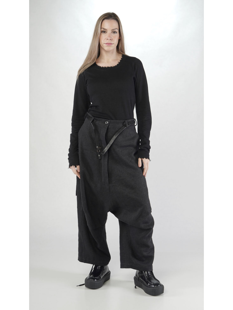 Rundholz - Gerade weite Leinenwoll Hose - 2251260106